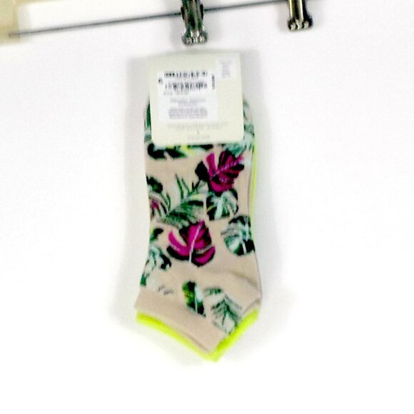 BIN 3 pr Jenni Cotton Blend Low-Cut Socks Palm Neon New - Picture 5 of 5